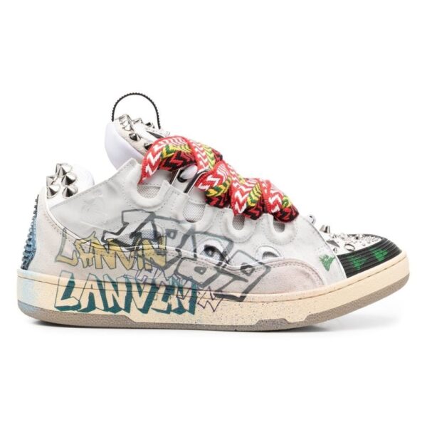 Lanvin Graffiti Print Lace Up Trainers Sneakers