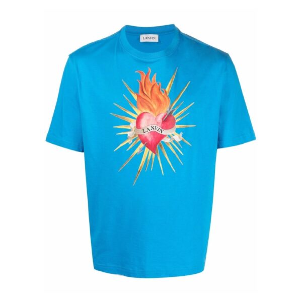 Lanvin Heart Print T-Shirt Blue